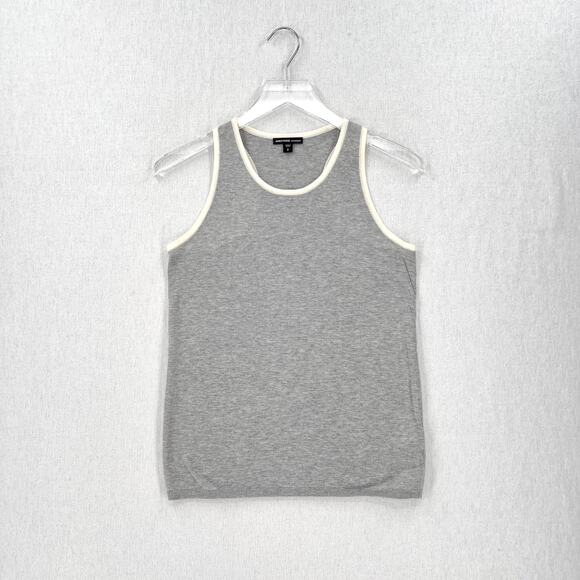JAMES PERSE Cashmere Racerback Tank Top Womens Medium Heather Gray Cream Sweater - Picture 2 of 12